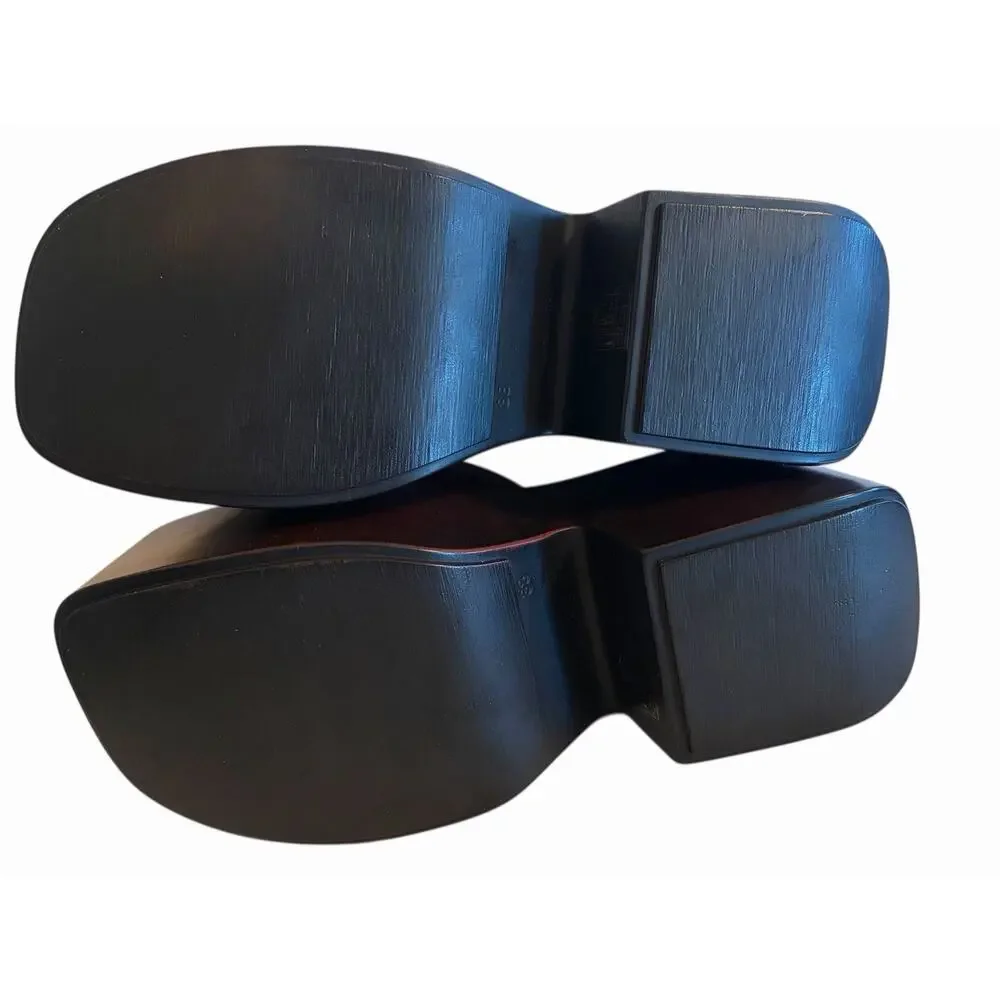 NEW Jonak Paris Platform Wedge Mules Sandals •EU 38/ US 7• Brown Leather $275 - Picture 5 of 11